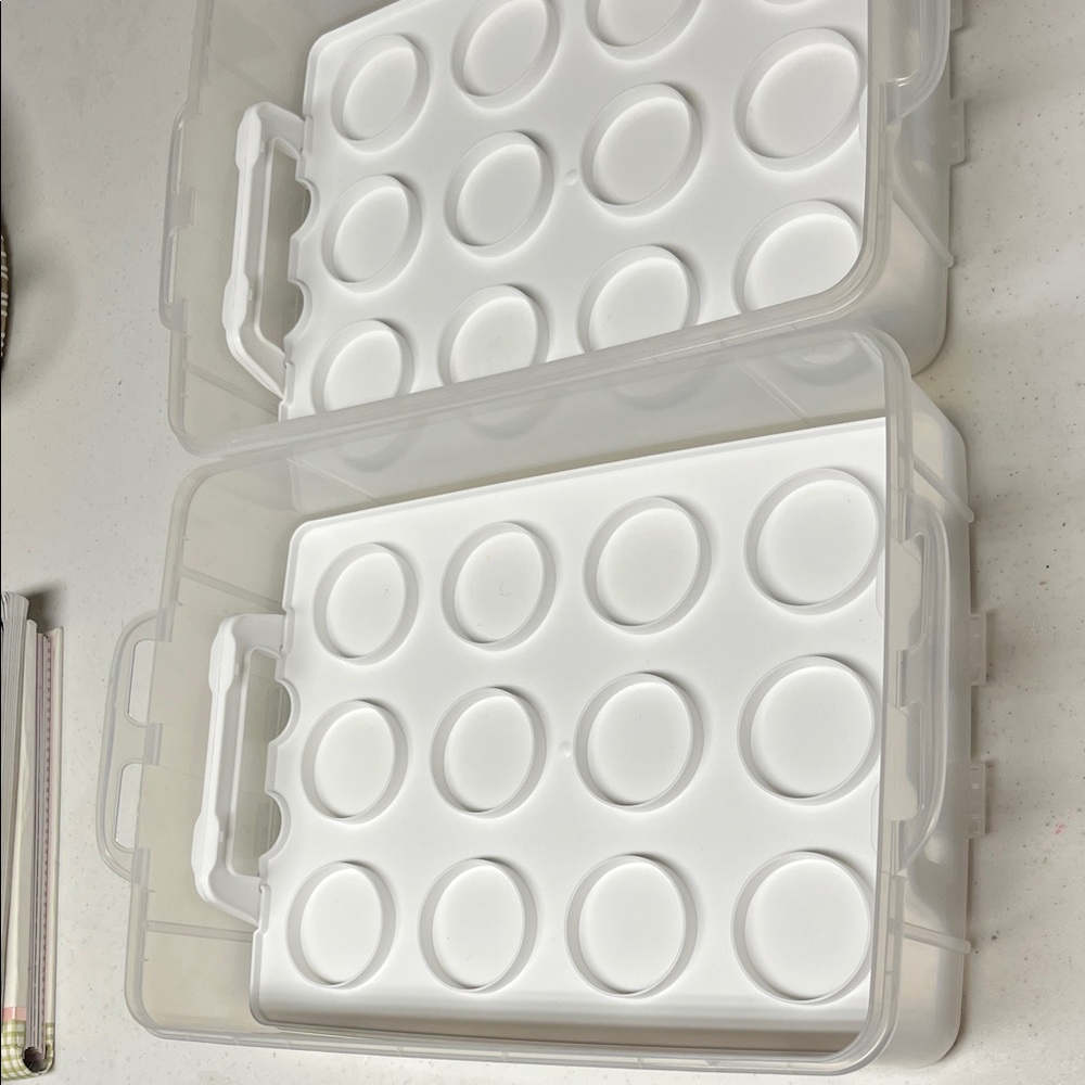 Food Network 24 Cupcake Carrier Clear Double Layer Cupcake Carrier with Handle. - Picture 4 of 9